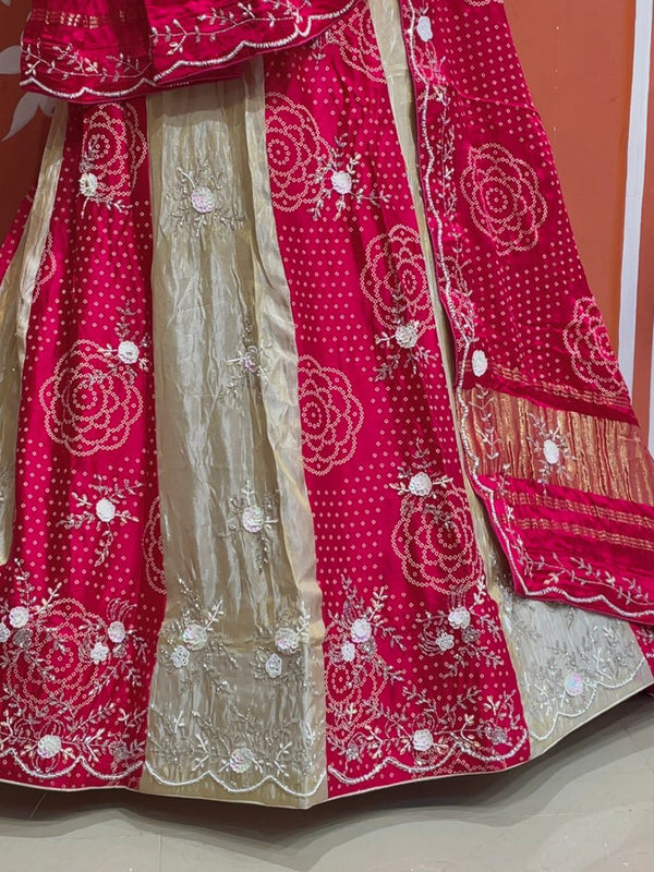 Pure Gazi Satin Silk and Tissue Kacchi Patti lehenga