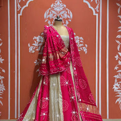 Pure Gazi Satin Silk and Tissue Kacchi Patti lehenga