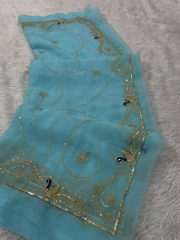 Pure Zari work Semi Chiffon saree