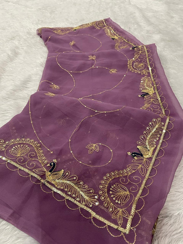 Pure Zari work Semi Chiffon saree