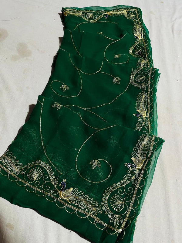 Pure Zari work Semi Chiffon saree