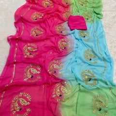 Jaipuri Hand dye Semi chiffon Rajwadi work