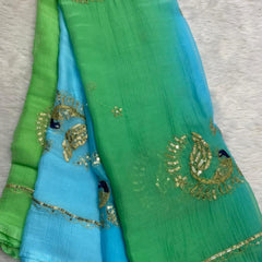 Jaipuri Hand dye Semi chiffon Rajwadi work