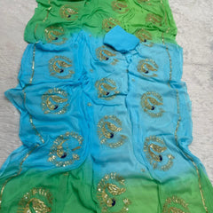 Jaipuri Hand dye Semi chiffon Rajwadi work
