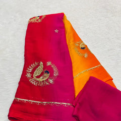Jaipuri Hand dye Semi chiffon Rajwadi work