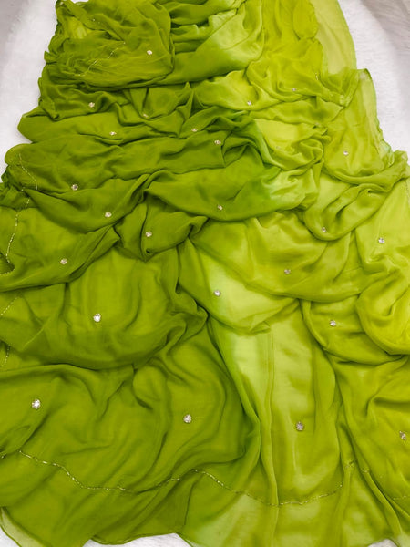 Pure Handwork Sequence Semi Chiffon saree