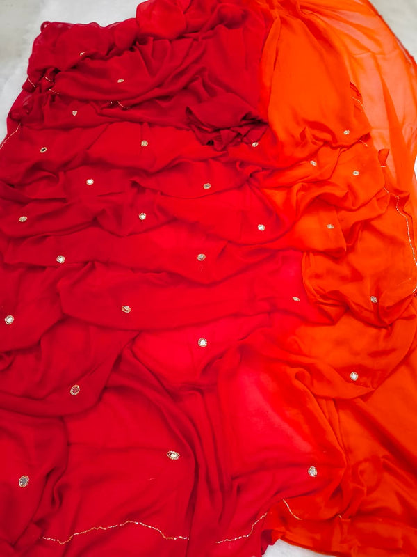 Pure Handwork Sequence Semi Chiffon saree