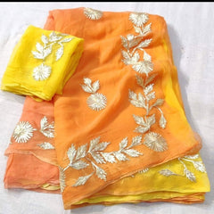 Gota work Semi Chiffon saree