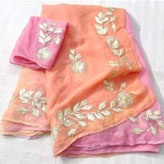 Gota work Semi Chiffon saree