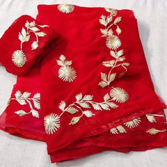 Gota work Semi Chiffon saree