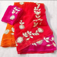 Gota work Semi Chiffon saree