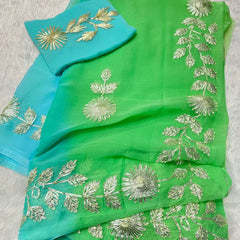 Gota work Semi Chiffon saree