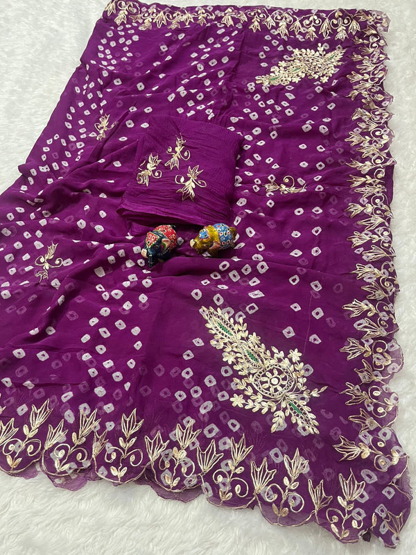 Semi Chiffon Bhandej saree