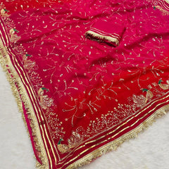 Semi Chiffon Zari Gota Saree