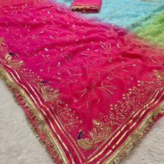 Semi Chiffon Zari Gota Saree