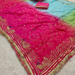 Semi Chiffon Zari Gota Saree