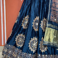 Satin Gazi Silk Bhandej Gota Work Lehenga