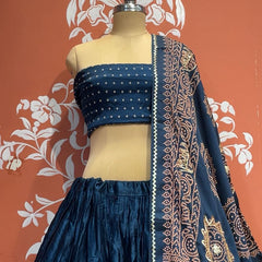 Satin Gazi Silk Bhandej Gota Work Lehenga