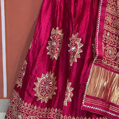 Satin Gazi Silk Bhandej Gota Work Lehenga