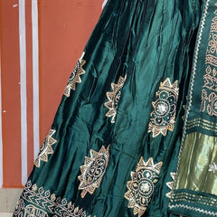 Satin Gazi Silk Bhandej Gota Work Lehenga