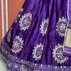 Satin Gazi Silk Bhandej Gota Work Lehenga