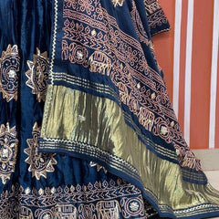 Satin Gazi Silk Bhandej Gota Work Lehenga