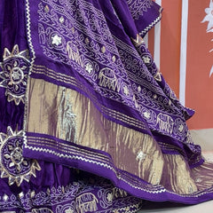 Satin Gazi Silk Bhandej Gota Work Lehenga