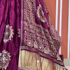Satin Gazi Silk Bhandej Gota Work Lehenga