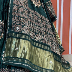 Satin Gazi Silk Bhandej Gota Work Lehenga