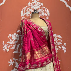Pure Gazi Silk Handwork Dupatta with Tissue Lehenga