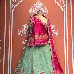 Pure Gazi Silk Handwork Dupatta with Tissue Lehenga