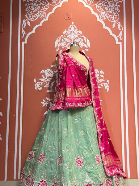 Pure Gazi Silk Handwork Dupatta with Tissue Lehenga