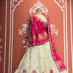 Pure Gazi Silk Handwork Dupatta with Tissue Lehenga