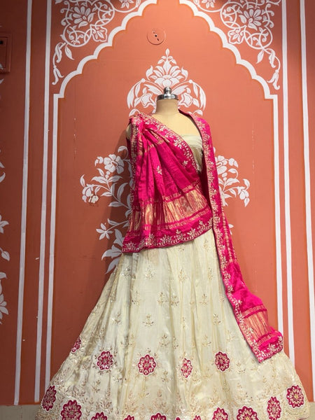 Pure Gazi Silk Handwork Dupatta with Tissue Lehenga