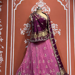 Pure Gazi Silk Handwork Dupatta with Tissue Lehenga