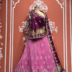 Pure Gazi Silk Handwork Dupatta with Tissue Lehenga