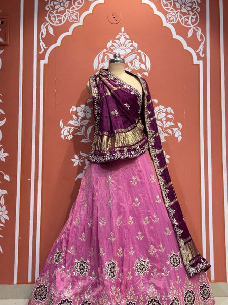 Pure Gazi Silk Handwork Dupatta with Tissue Lehenga