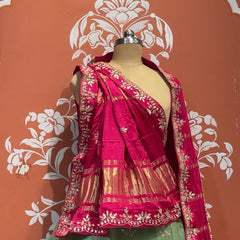 Pure Gazi Silk Handwork Dupatta with Tissue Lehenga