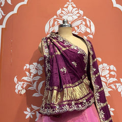 Pure Gazi Silk Handwork Dupatta with Tissue Lehenga