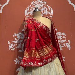 Pure Gazi Silk Handwork Dupatta with Tissue Lehenga