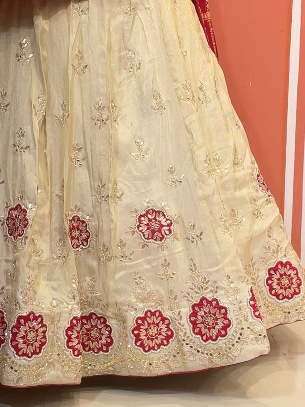 Pure Gazi Silk Handwork Dupatta with Tissue Lehenga