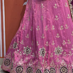 Pure Gazi Silk Handwork Dupatta with Tissue Lehenga