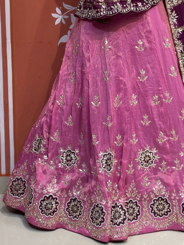 Pure Gazi Silk Handwork Dupatta with Tissue Lehenga