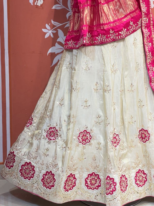 Pure Gazi Silk Handwork Dupatta with Tissue Lehenga