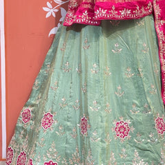 Pure Gazi Silk Handwork Dupatta with Tissue Lehenga
