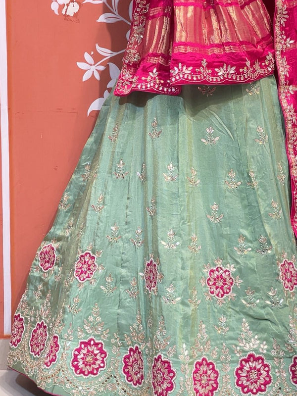Pure Gazi Silk Handwork Dupatta with Tissue Lehenga