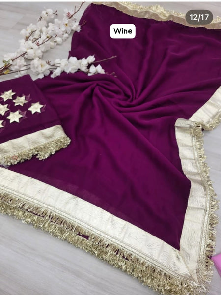 Pure Georgette Gota saree