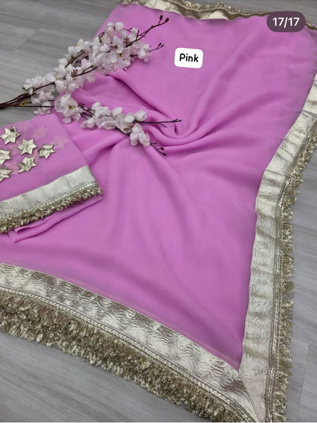 Pure Georgette Gota saree