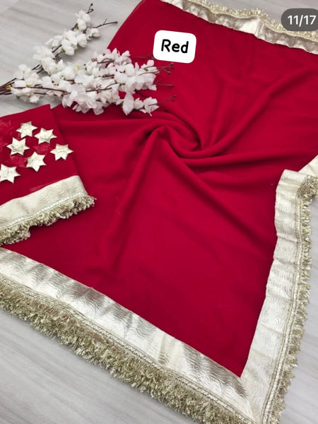 Pure Georgette Gota saree