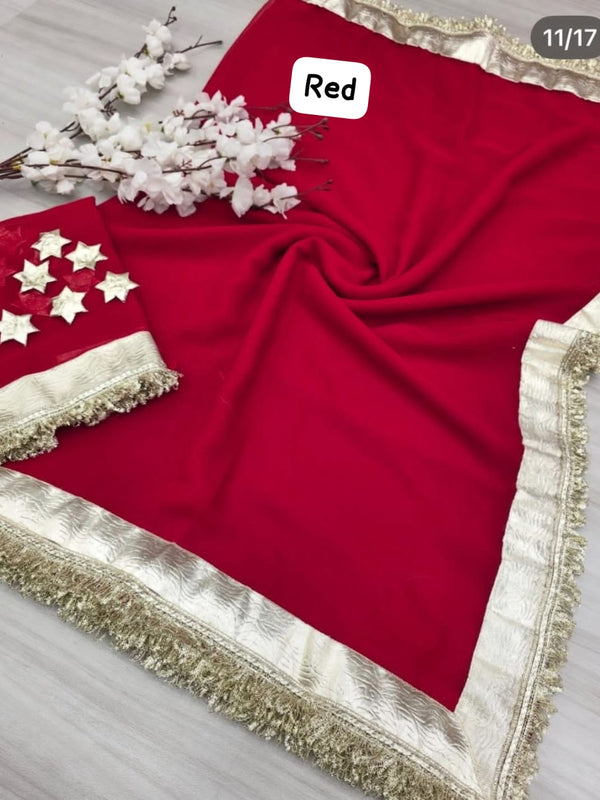 Pure Georgette Gota saree